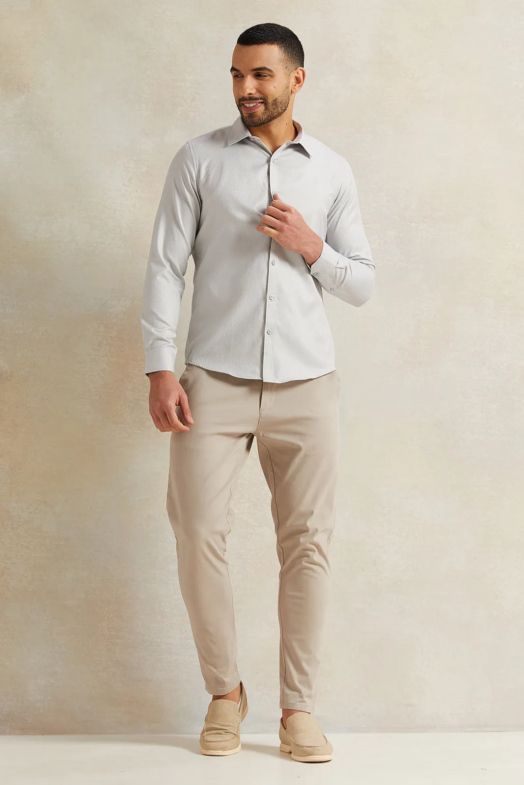 Men Grey Stand-Up Pack Shirt