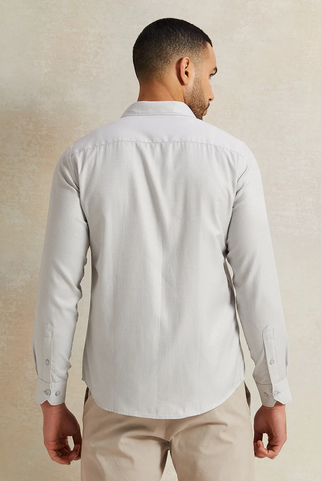 Men Grey Stand-Up Pack Shirt