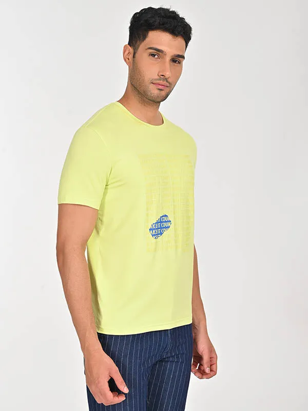 Men Sporty Moisture Graphic Crew Neck T-Shirt