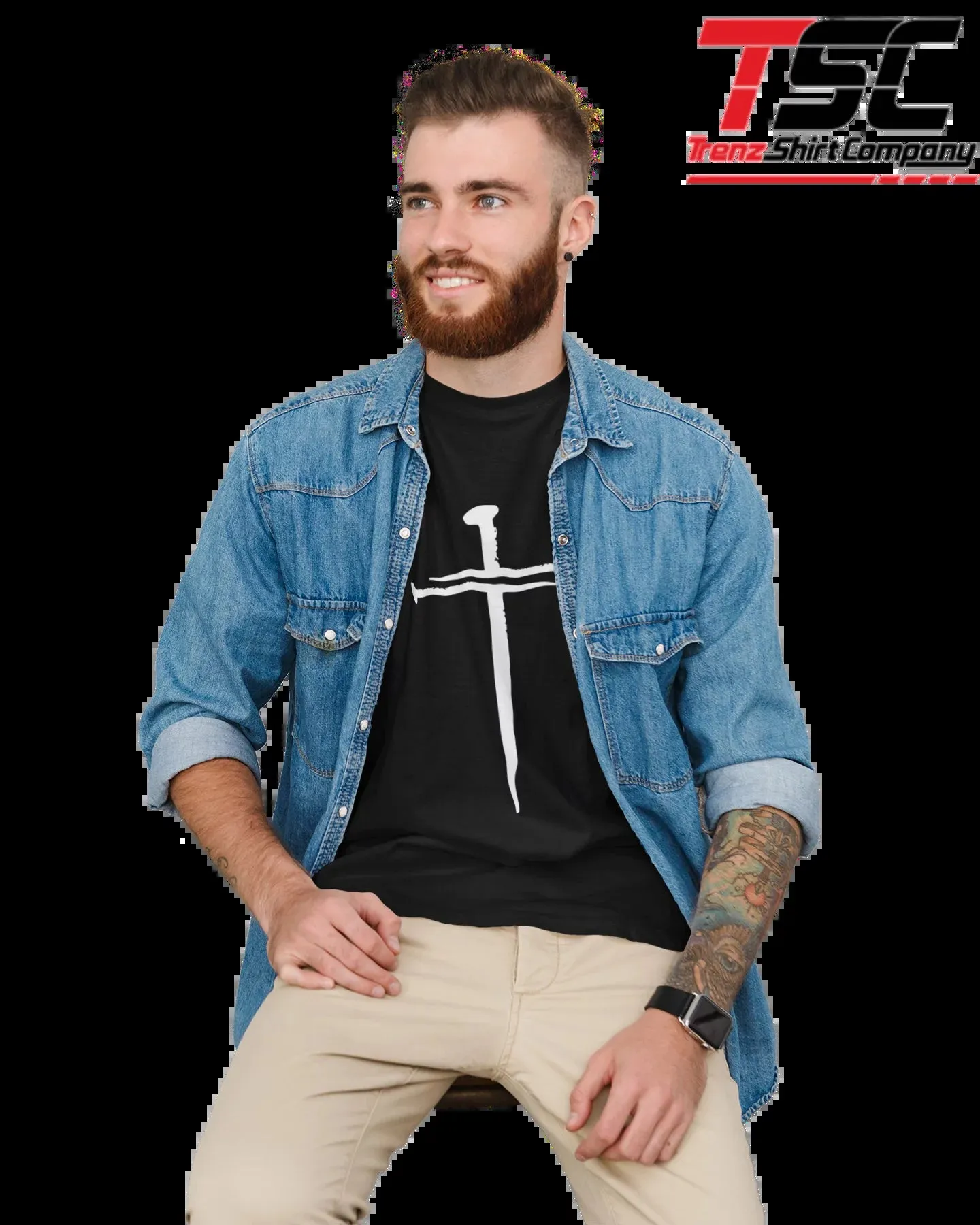 Mens Christian Shirt Faith Cross Crest American Flag Sleeve T-Shirt Graphic Tee-Black-6Xl