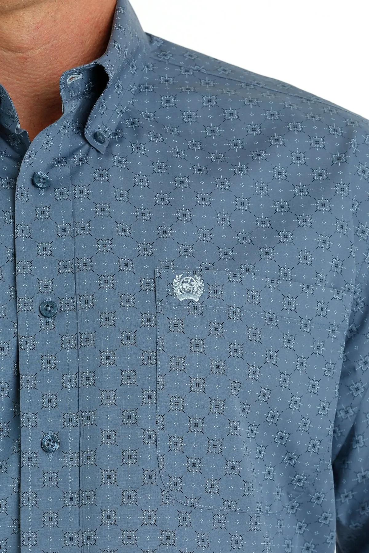 Men's Cinch Blue Multi Print Long Sleeve Button Down Shirt