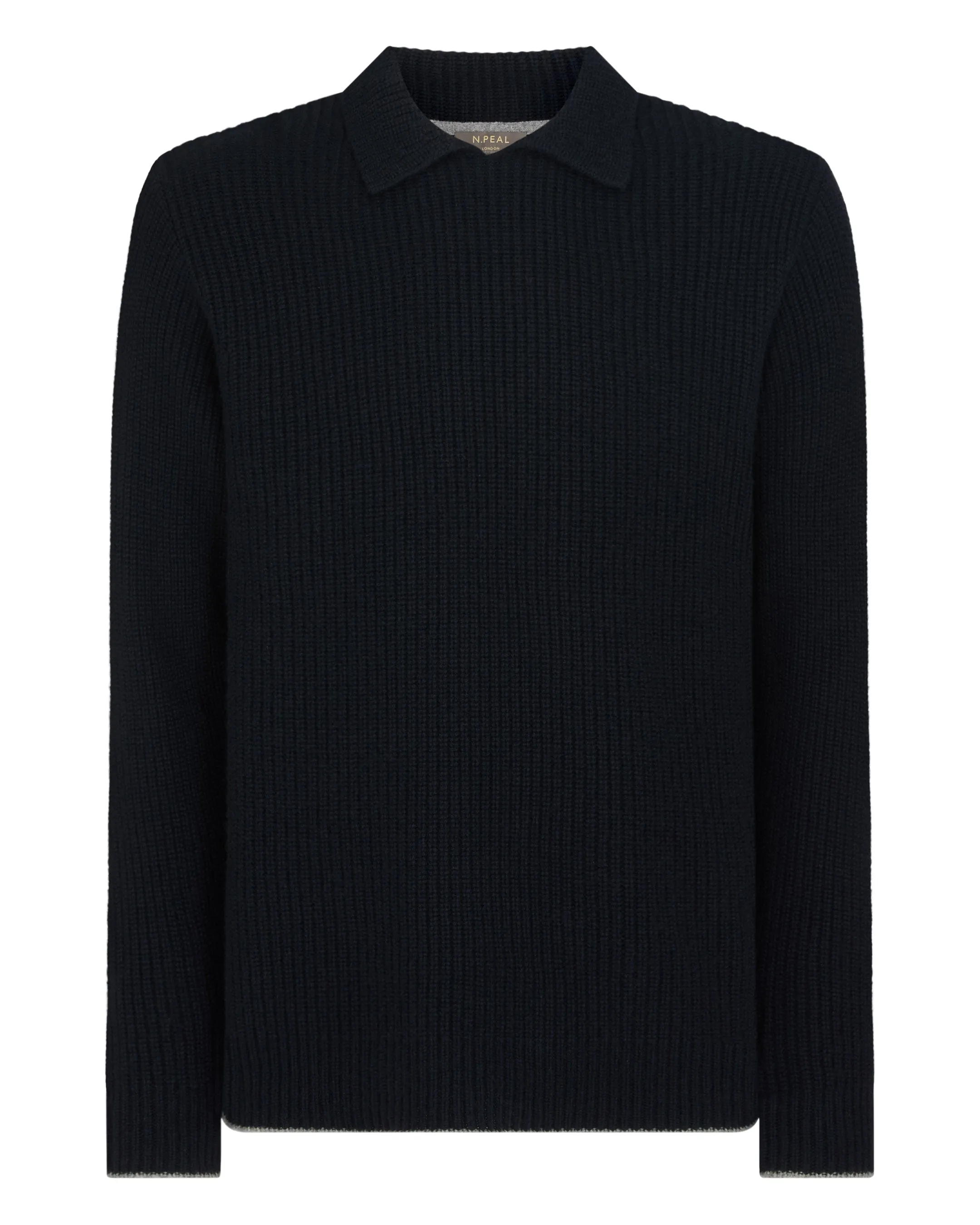 Men's Clapham Rib Cashmere Polo Navy Blue