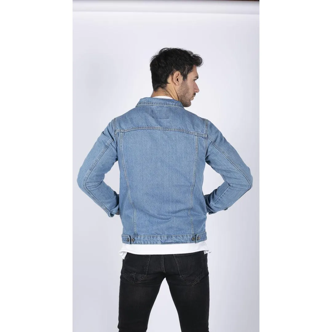 Mens Classic Denim Jacket Jeans Black Stonewash Blue Short Vintage 80s Retro Classic