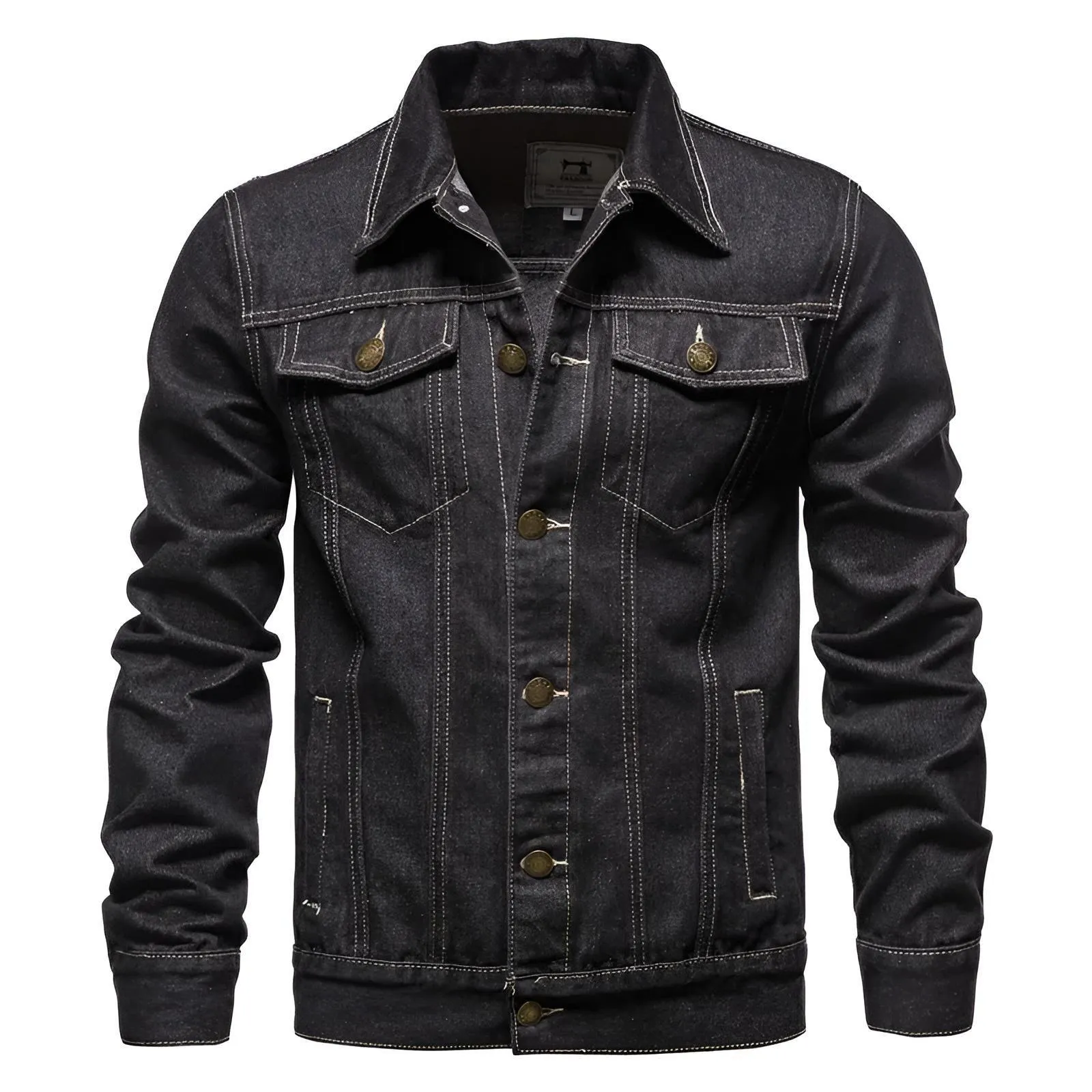 Men's Denim Jackets Motorcycle Fashion Jean Jackets Slim Fit Casual Black Blue Coats