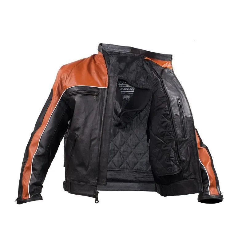 Men's Orange Racer Jacket, MJ780-ORG-01-DL