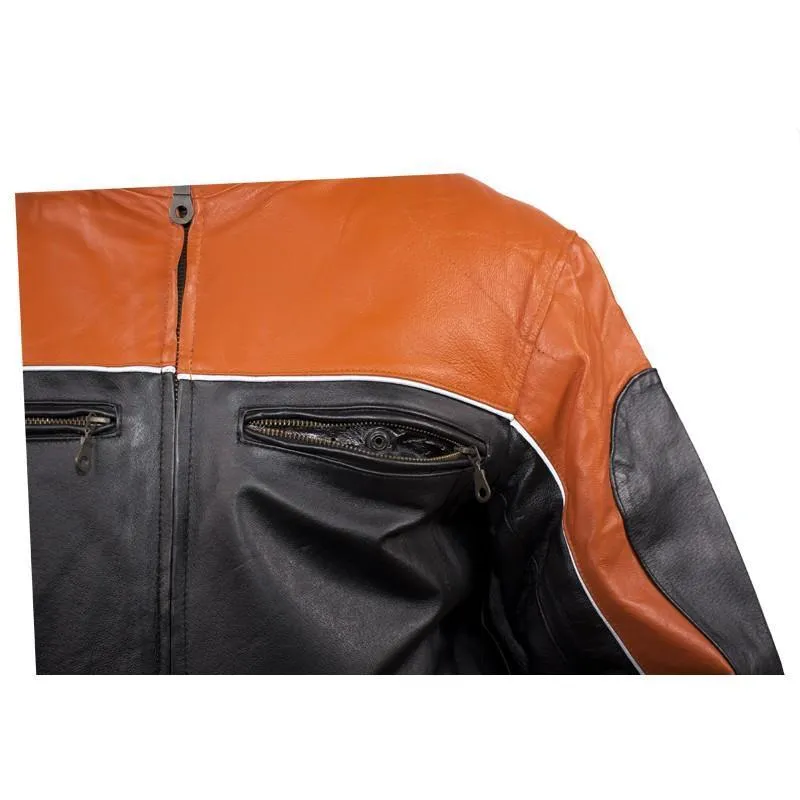 Men's Orange Racer Jacket, MJ780-ORG-01-DL