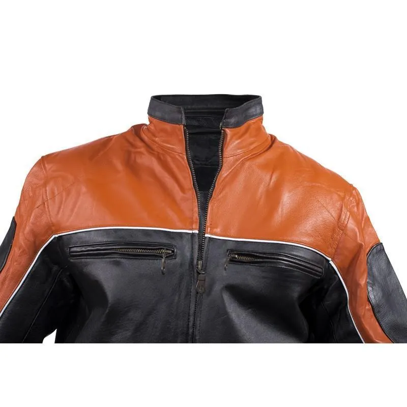 Men's Orange Racer Jacket, MJ780-ORG-01-DL