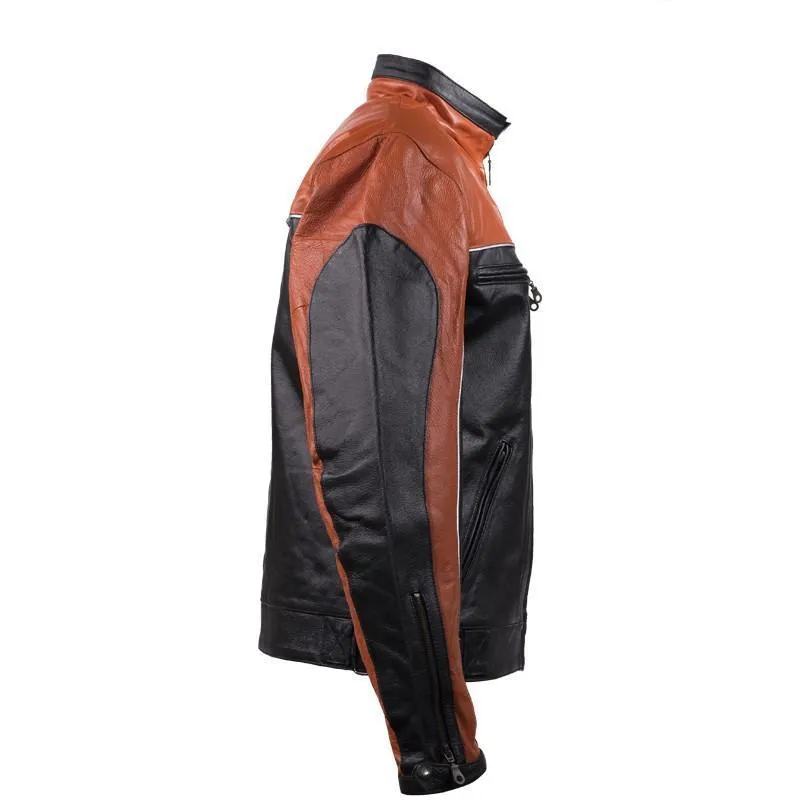 Men's Orange Racer Jacket, MJ780-ORG-01-DL