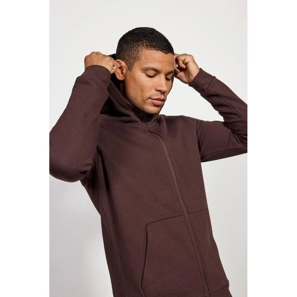 Mens The Comfort Zip Up Hoodie - Chocolate Brown