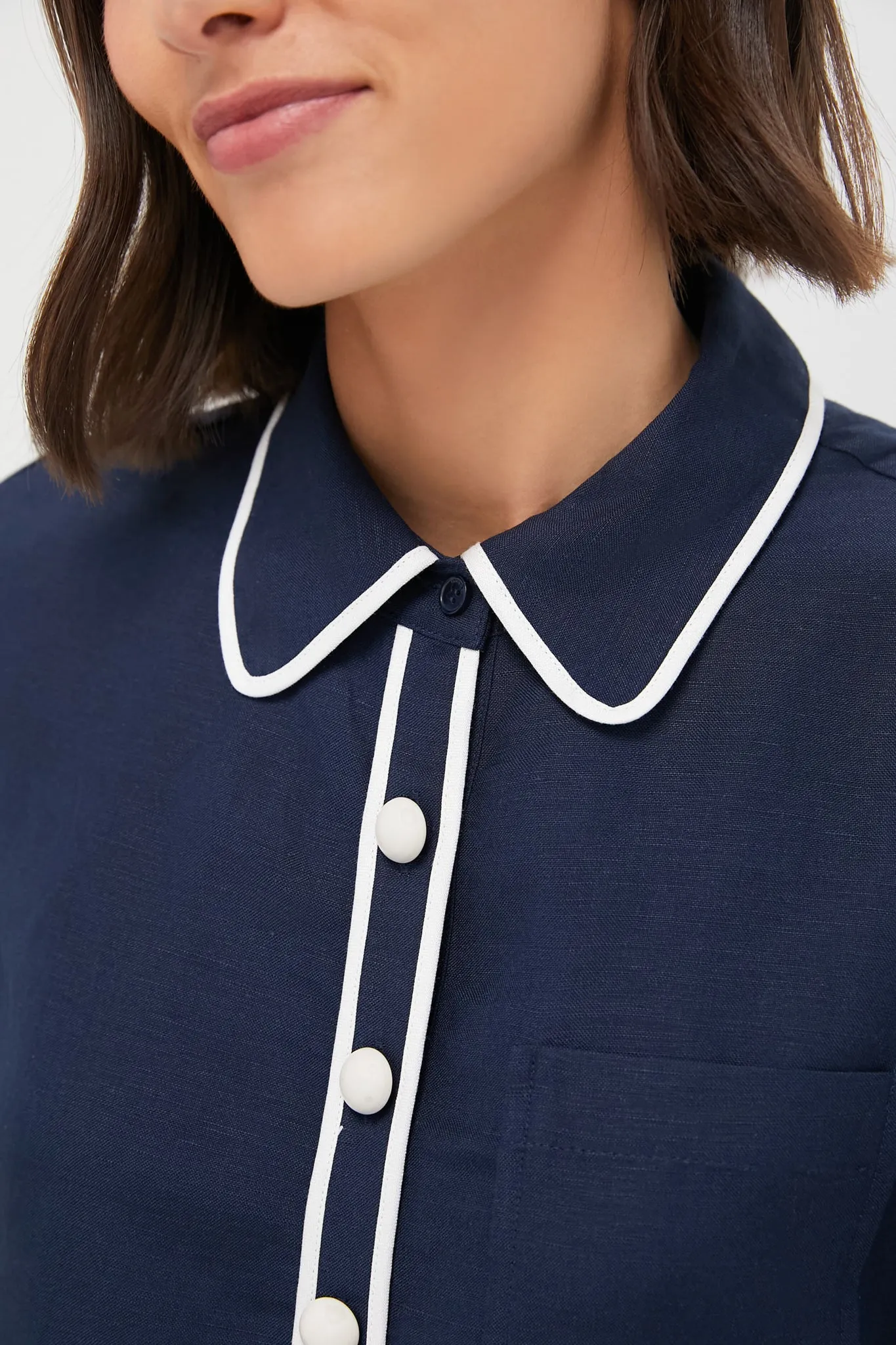 Midnight Solange Short Sleeve Cropped Shirt