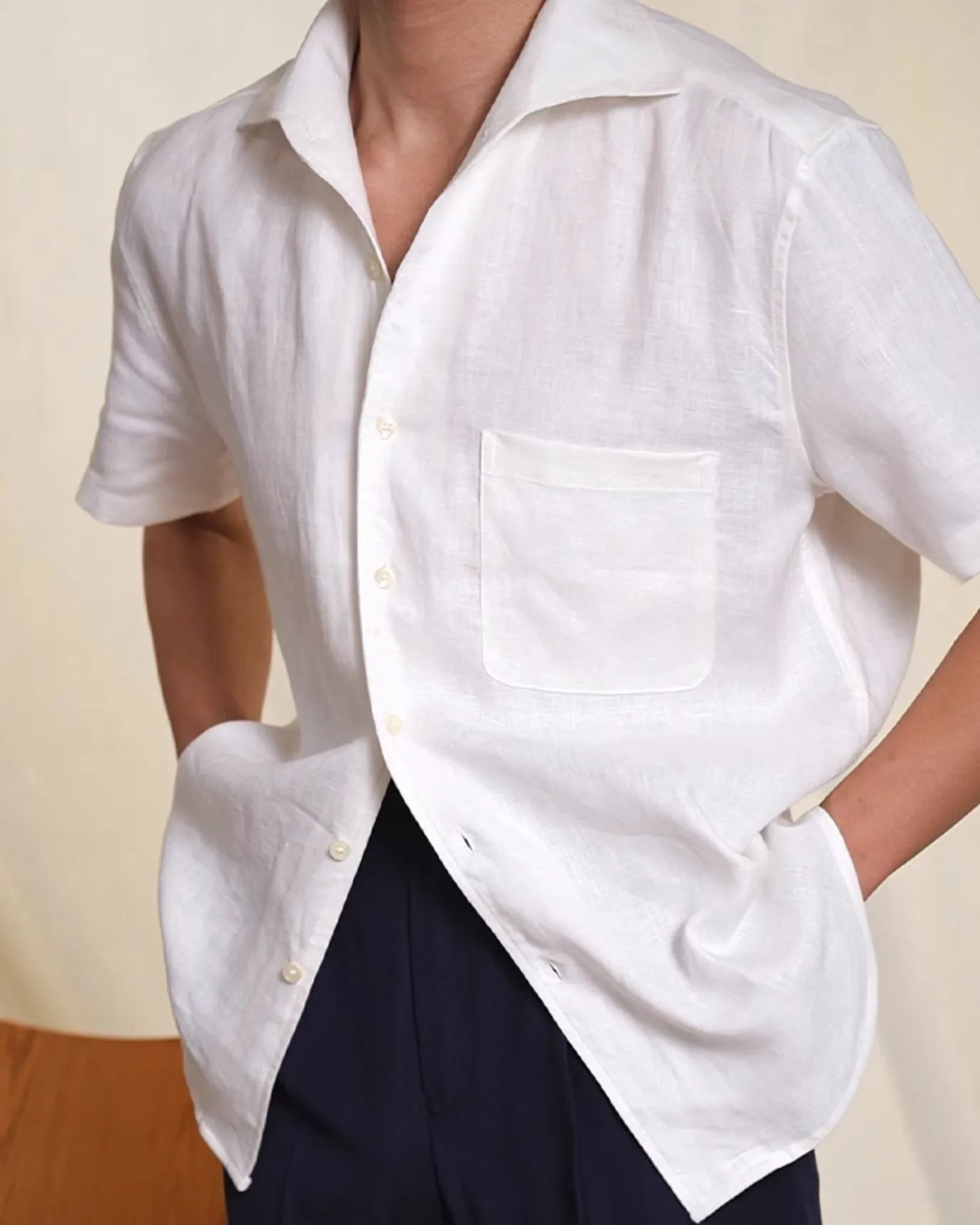 Milano Linen Cotton White Shirt