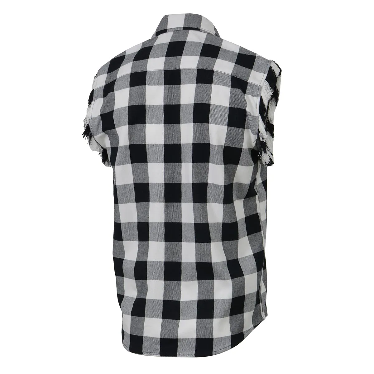 Milwaukee Leather MNG11690 Men’s Black and White Cut Off Flannel Shirt