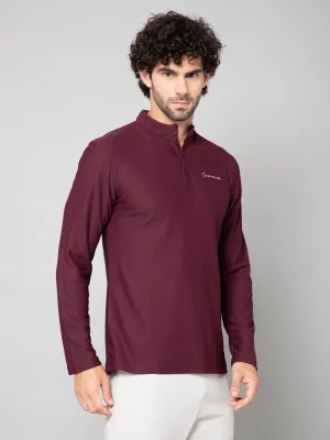 MINIMAL BUZZ THE HENLEY T-SHIRT-MAROON