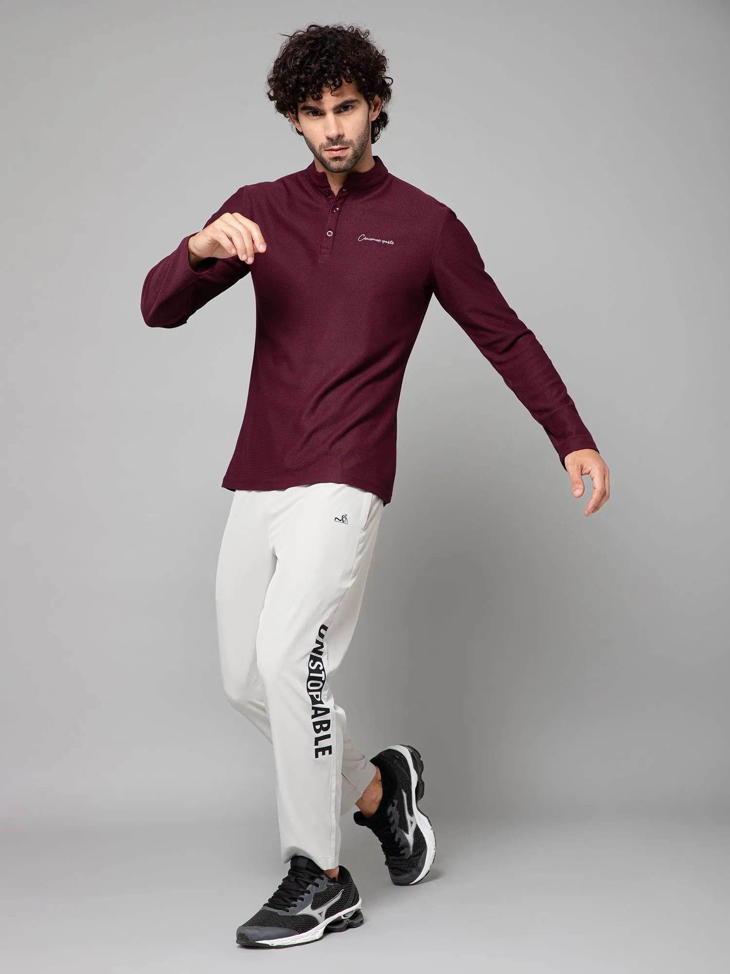 MINIMAL BUZZ THE HENLEY T-SHIRT-MAROON