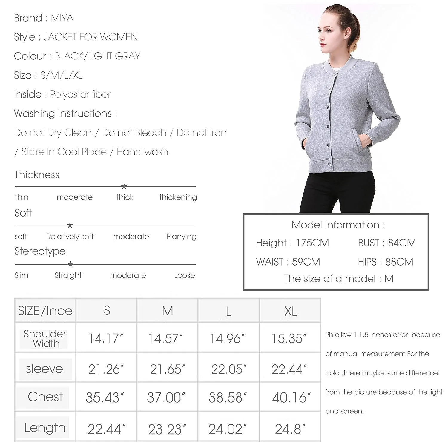 Miya Memory Light weight winter jacket Women, Baseball Jersey jackets for women