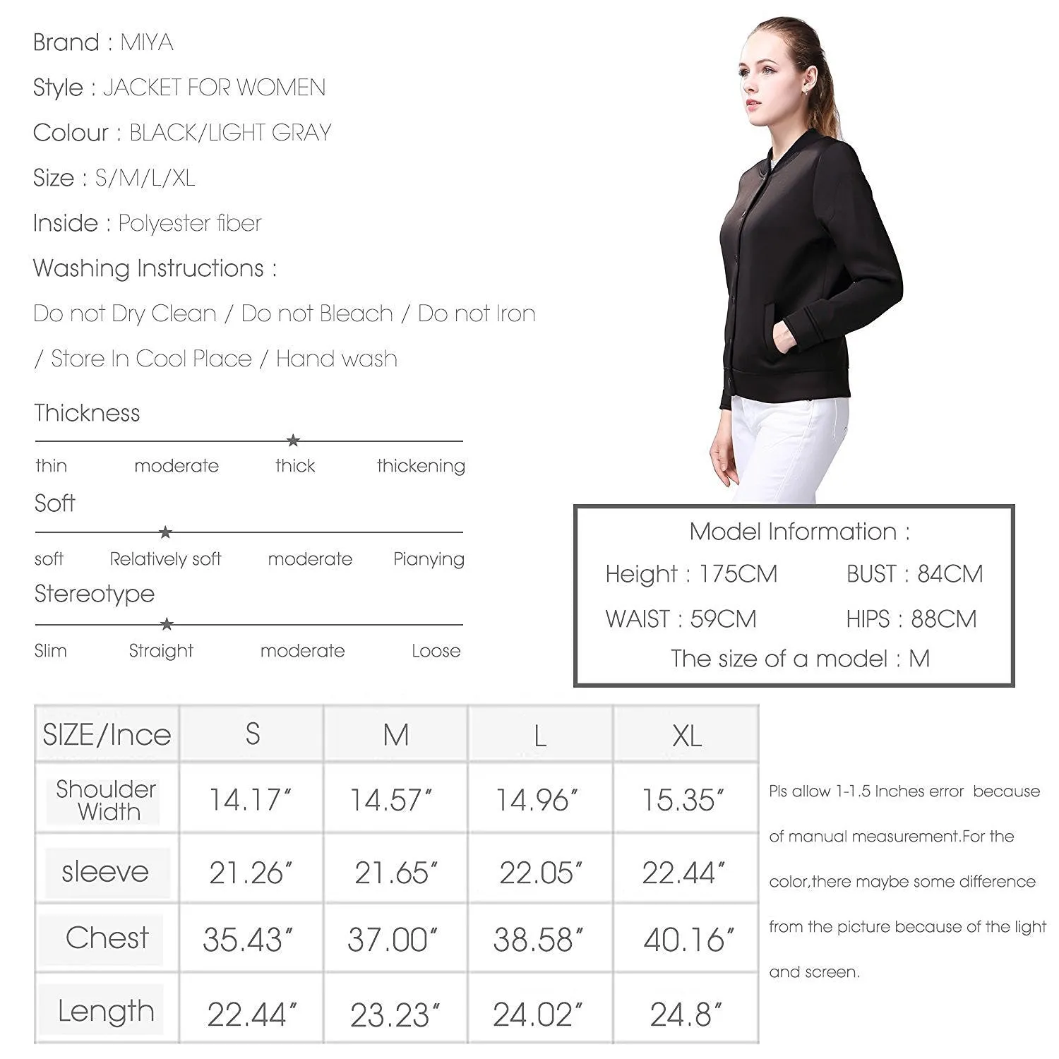 Miya Memory Light weight winter jacket Women, Baseball Jersey jackets for women