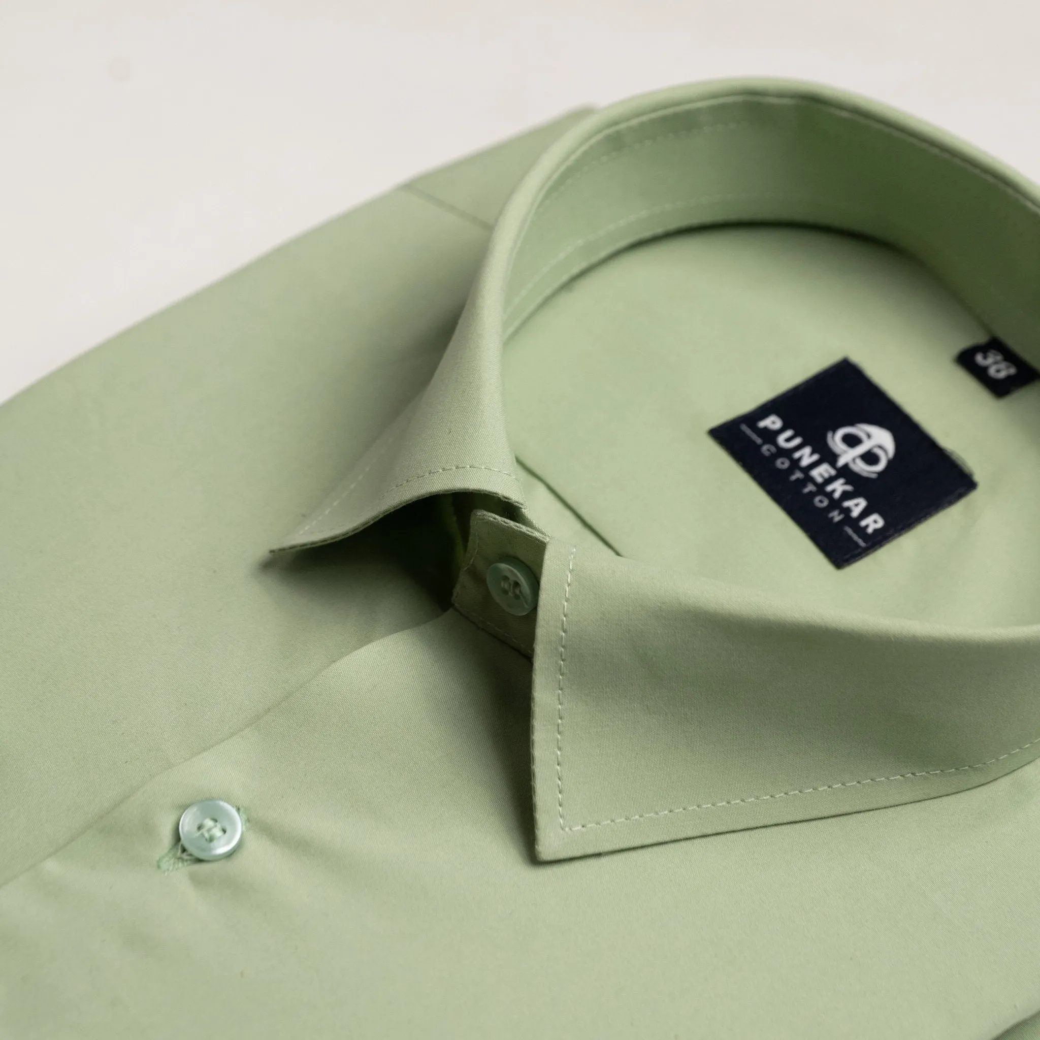 Pista Green Color Lycra Twill Cotton Shirt For Men