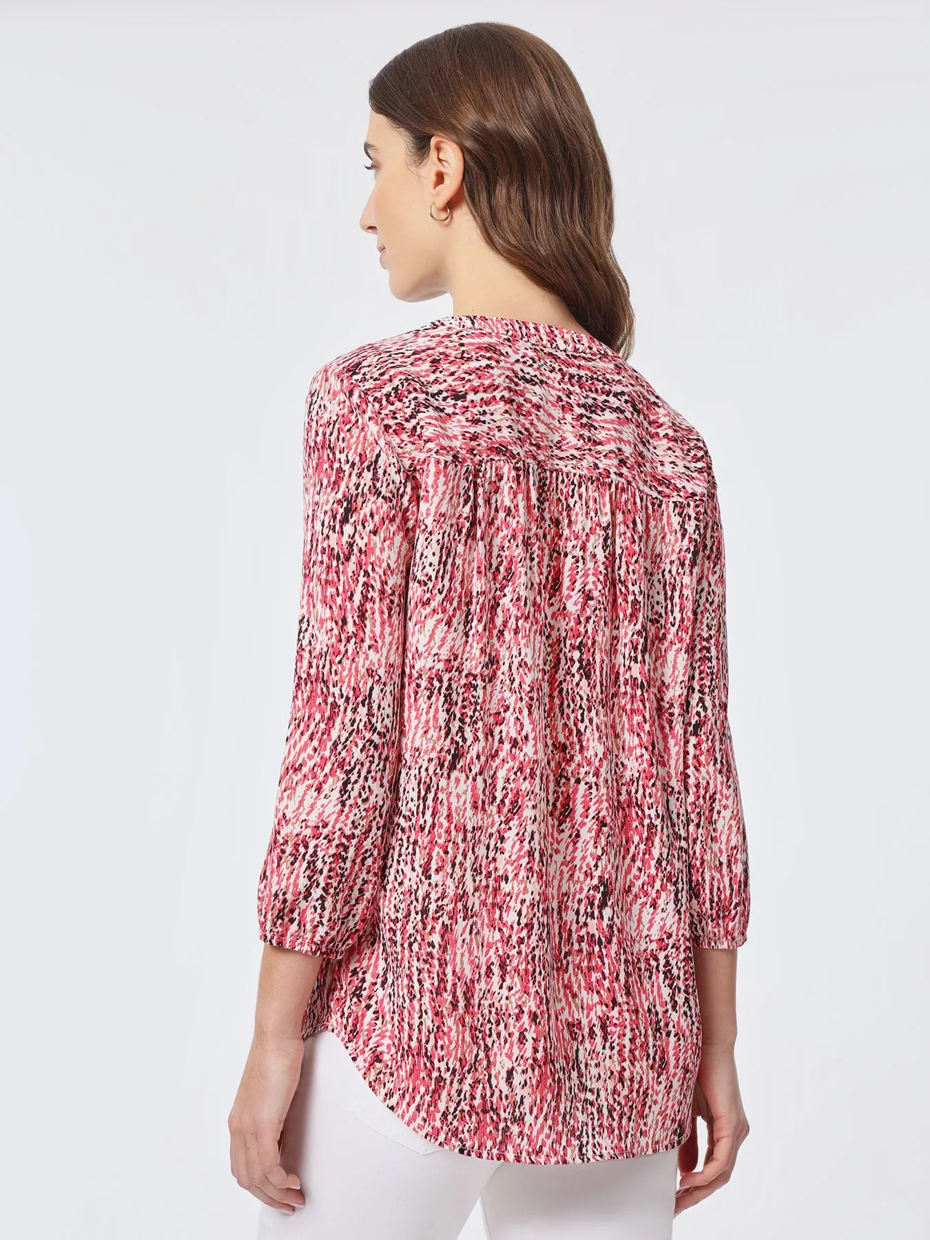 Printed V-Neck Pleated Kelly Blouse