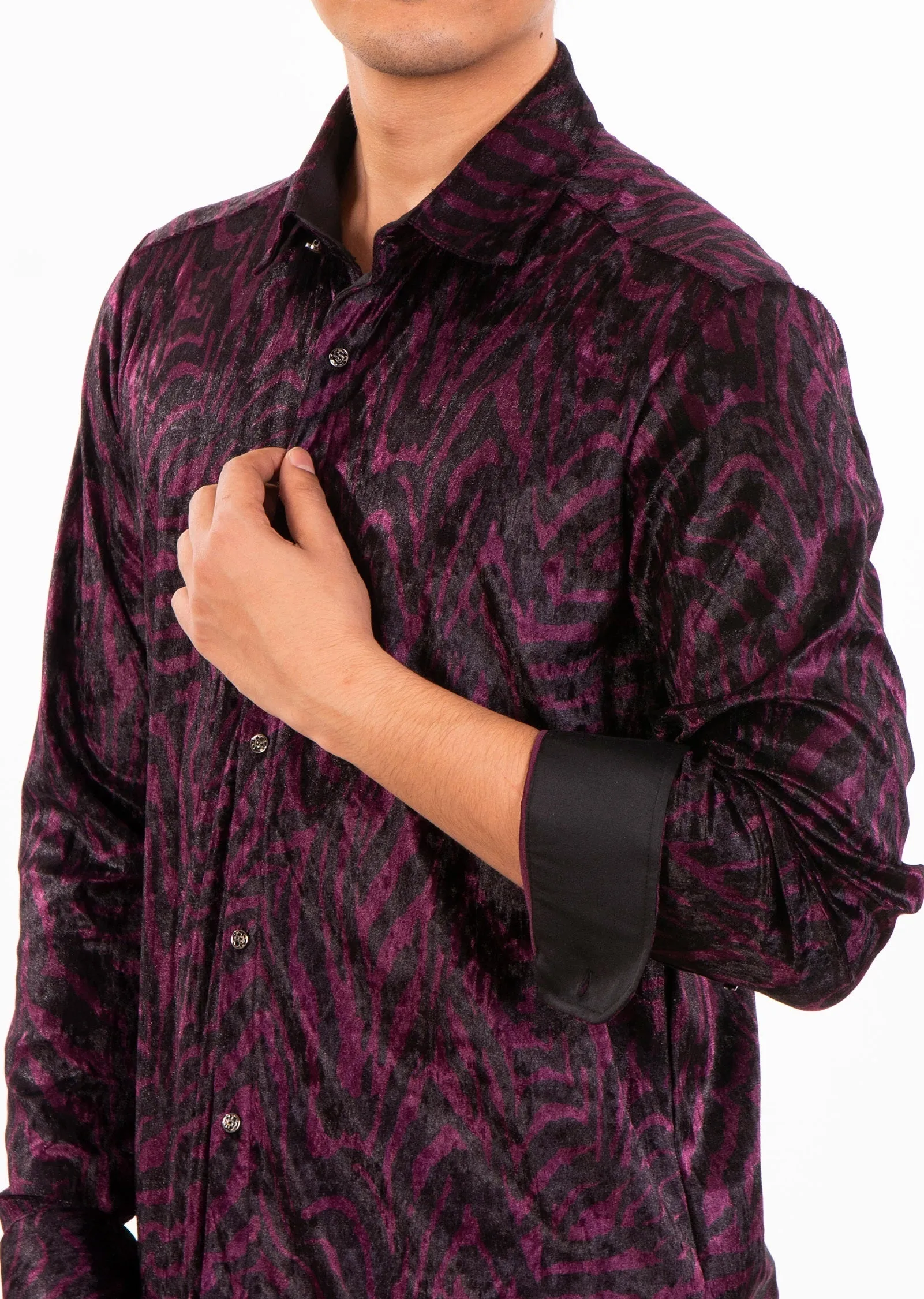 Purple Zebra Crushed Velvet Shirt