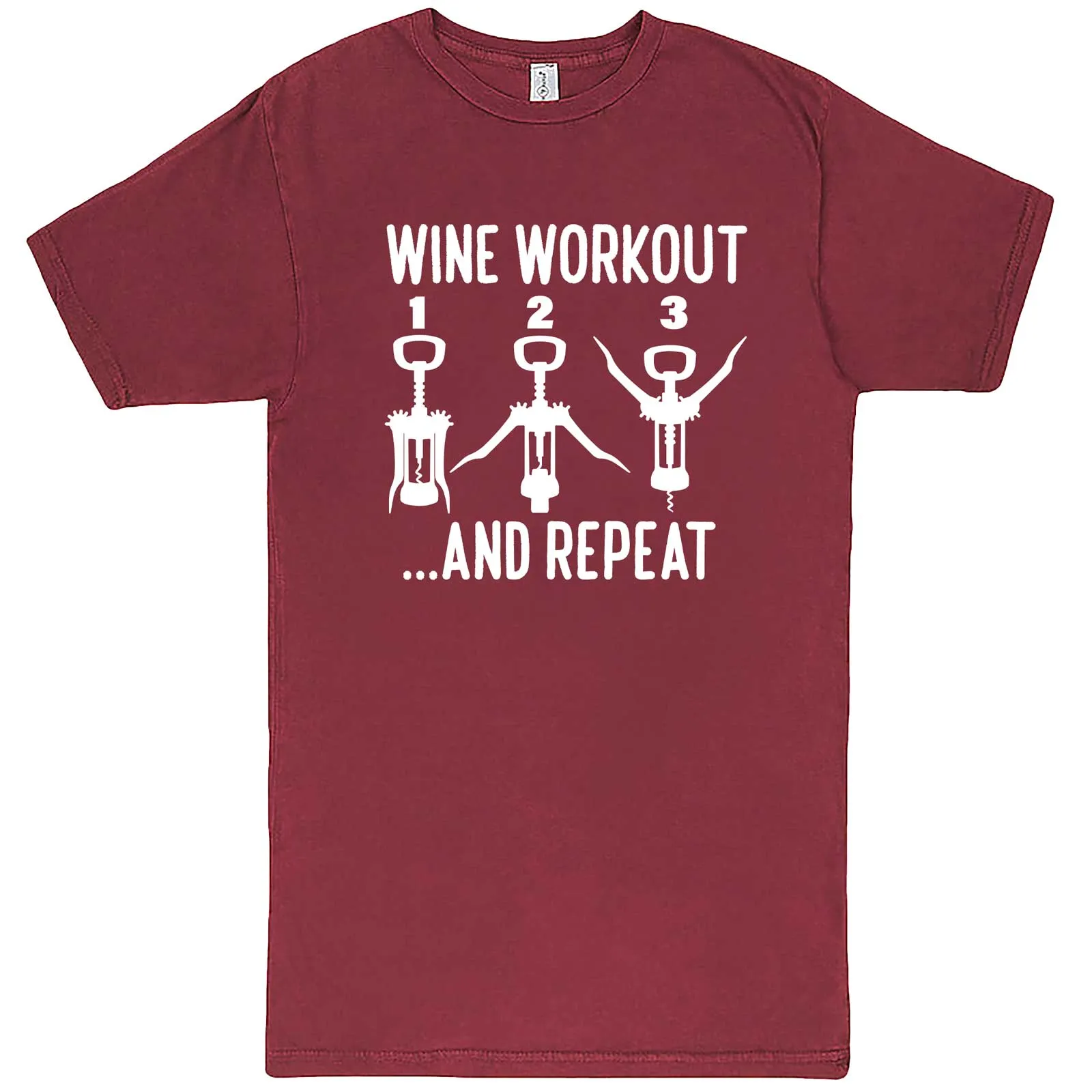 "Wine Workout: 1 2 3 Repeat" men's t-shirt