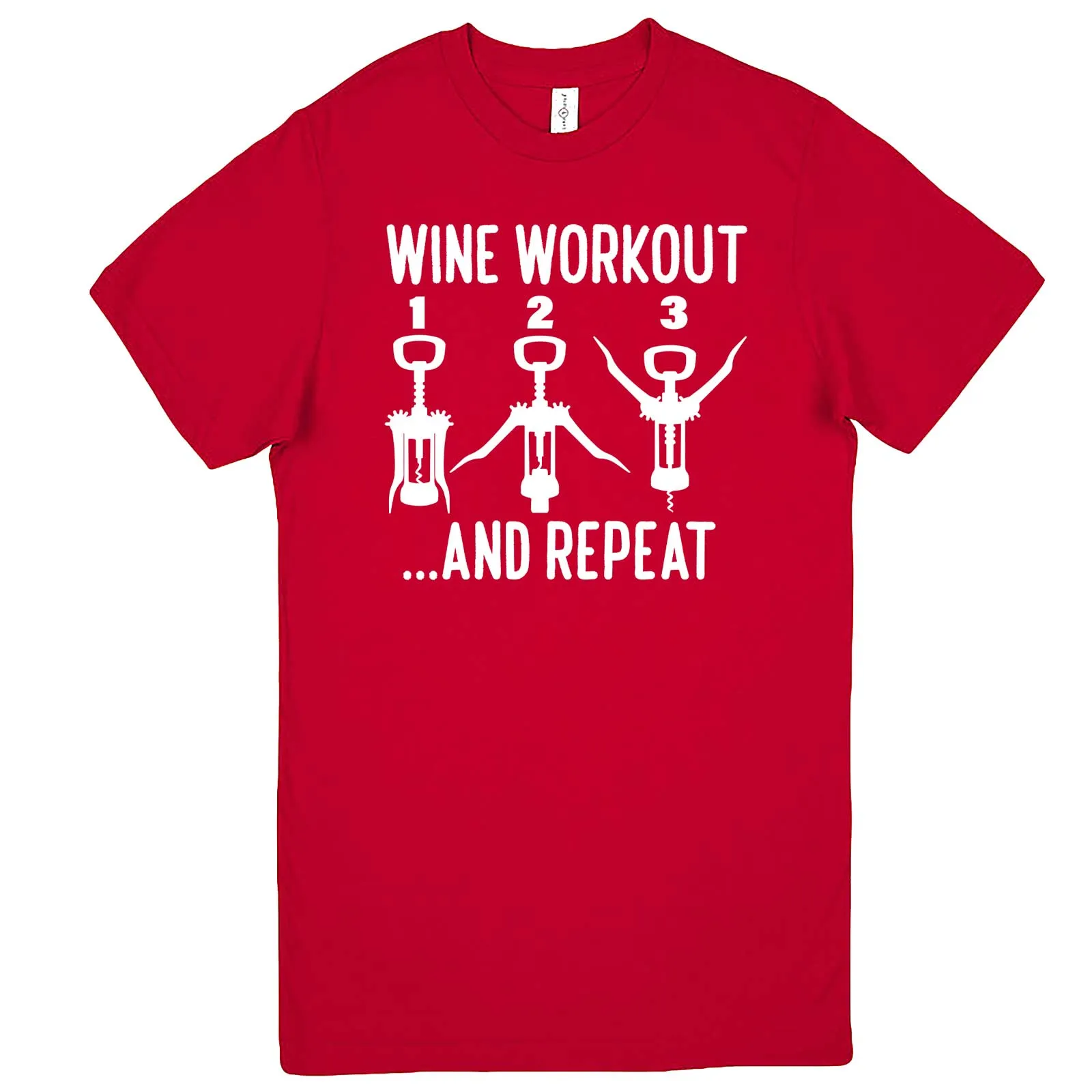 "Wine Workout: 1 2 3 Repeat" men's t-shirt