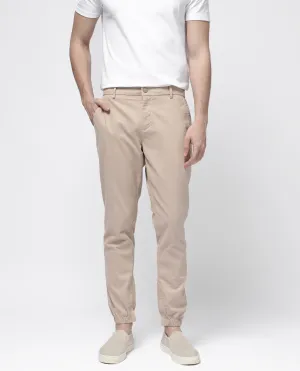 Rare Rabbit Mens Zade Khaki Cotton Linen Fabric Hem With Zipper Regular Fit Solid Trouser