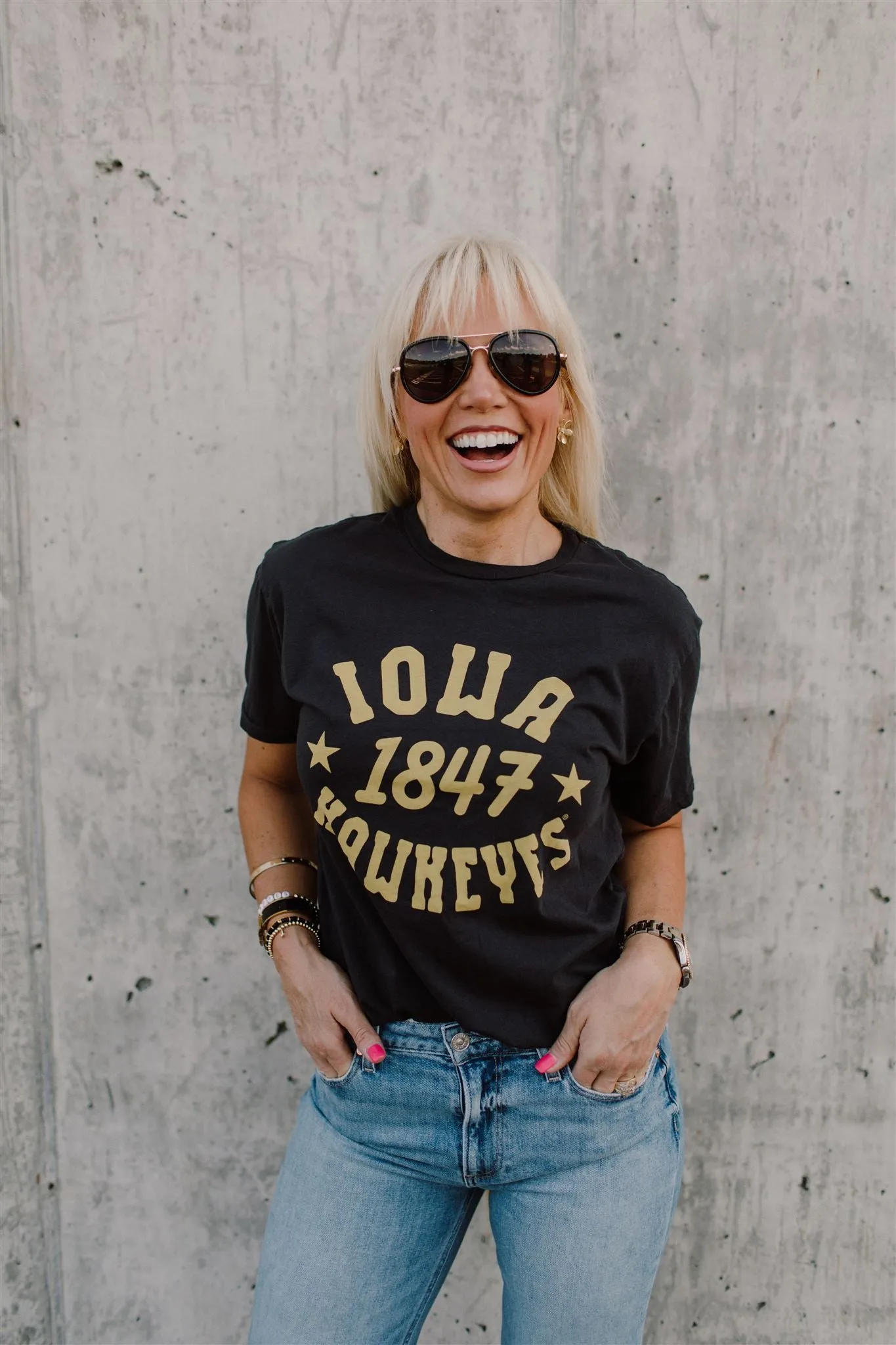 Retro Sport x Blond Genius - Iowa Hawkeyes '1847' Crewneck Tee in Vintage Black