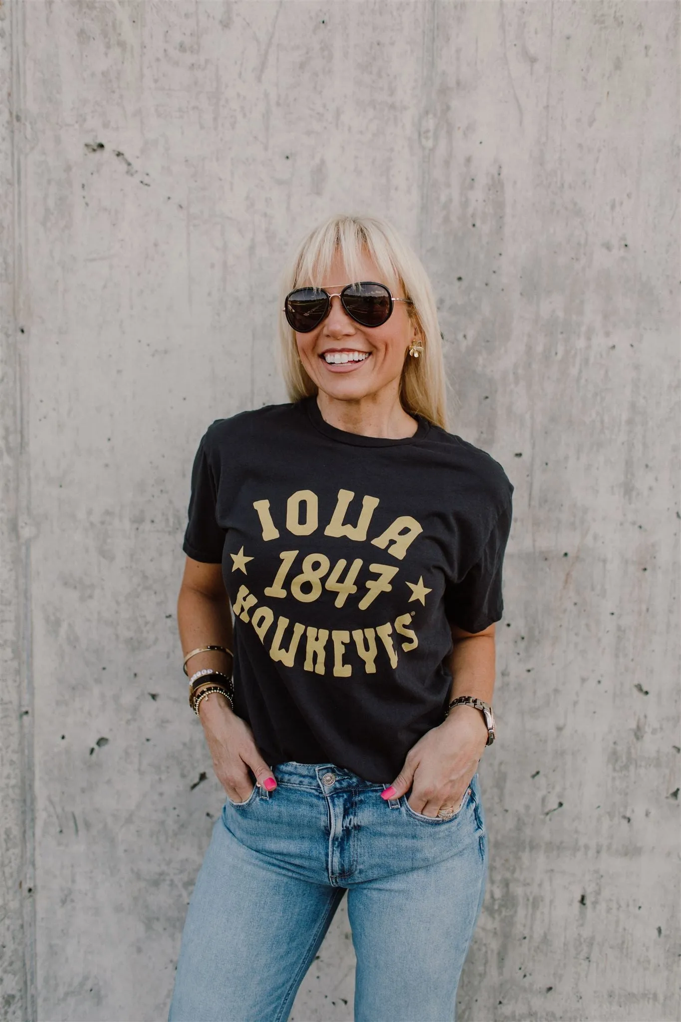 Retro Sport x Blond Genius - Iowa Hawkeyes '1847' Crewneck Tee in Vintage Black