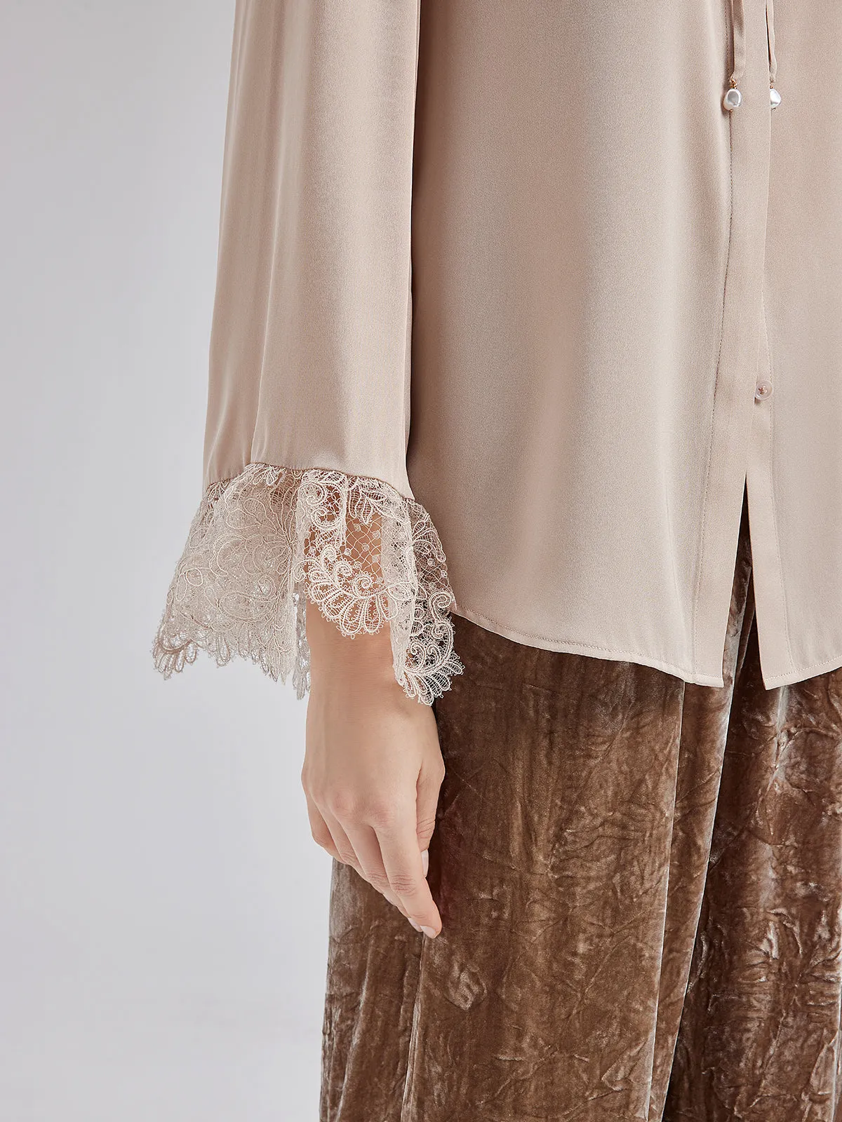 Silk Lace Collar Shirt