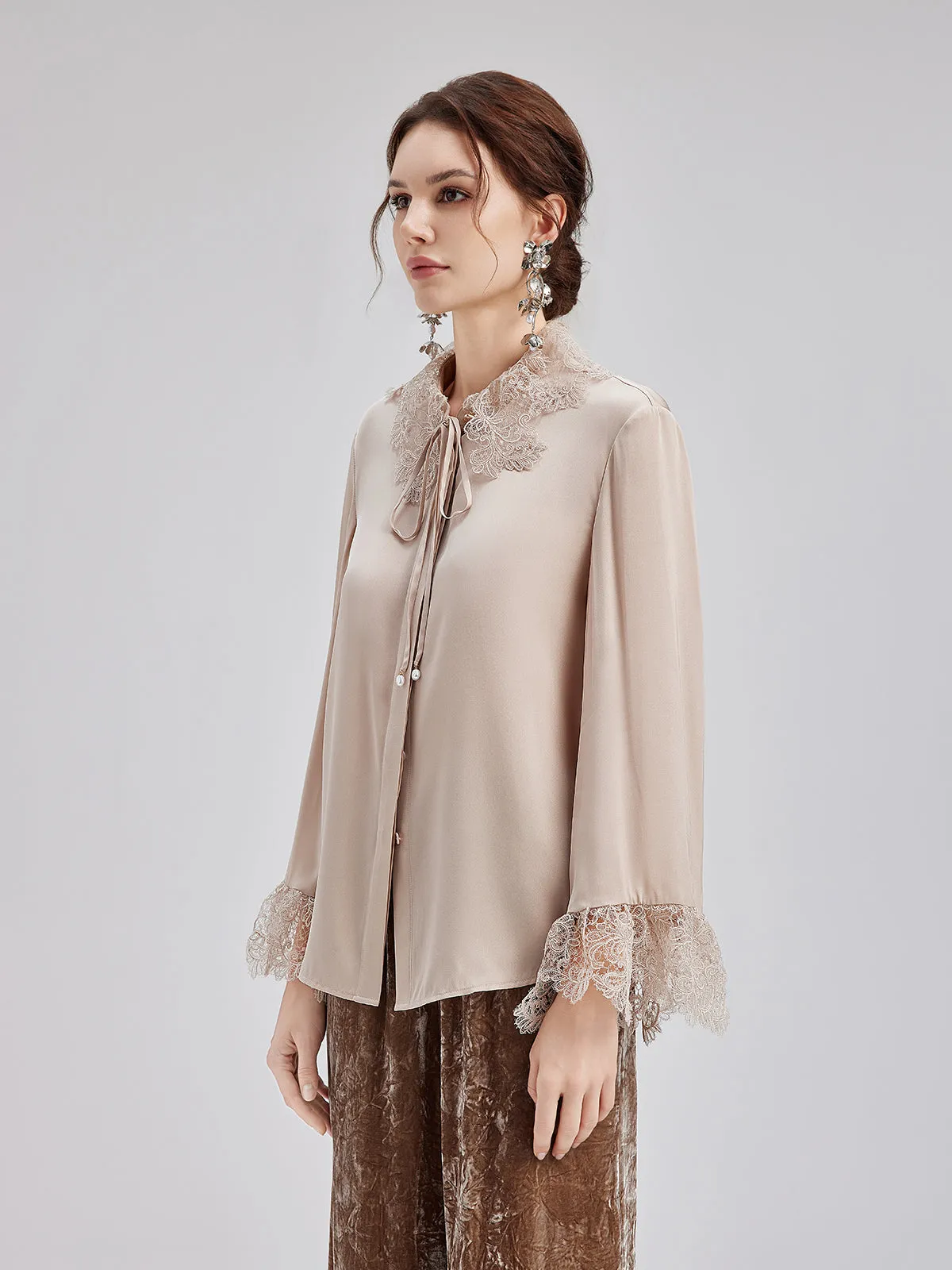 Silk Lace Collar Shirt