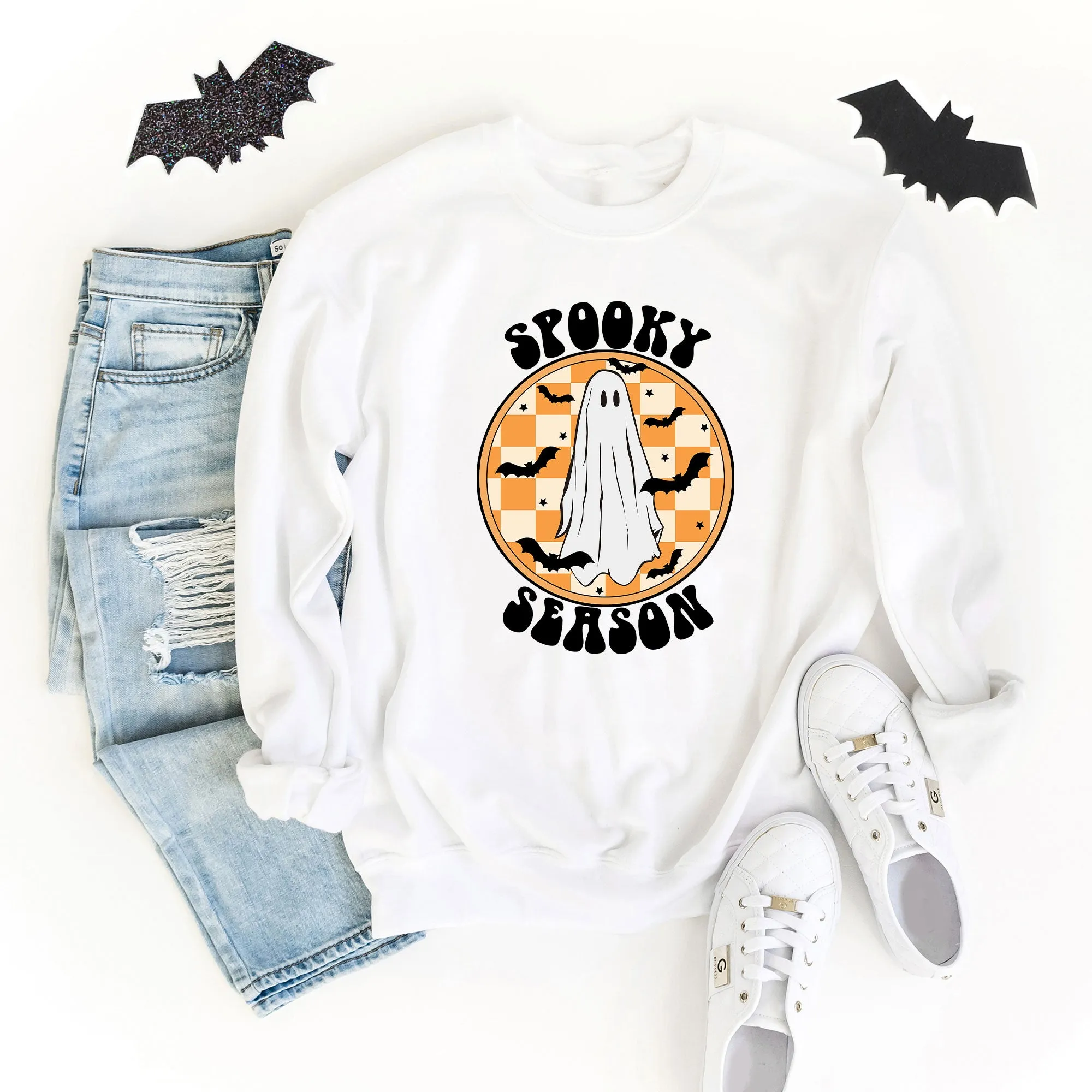 Spooky Season Checkered Ghost | Sweatshirt