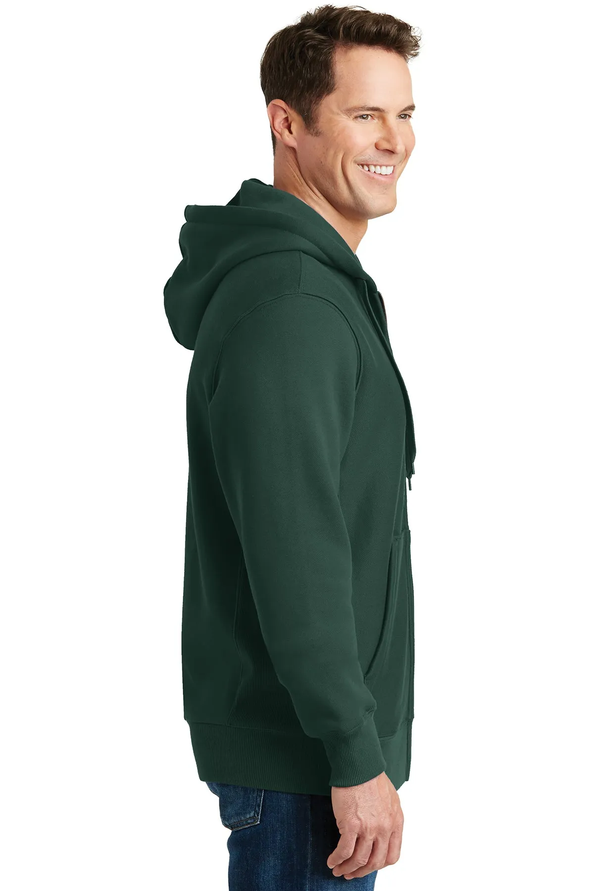 Sport-Tek Super Heavyweight Customized Full-Zip Hooded Sweatshirts, Dark Green