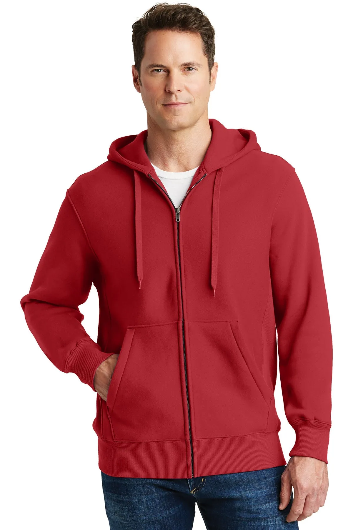 Sport-Tek Super Heavyweight Customized Full-Zip Hooded Sweatshirts, Red