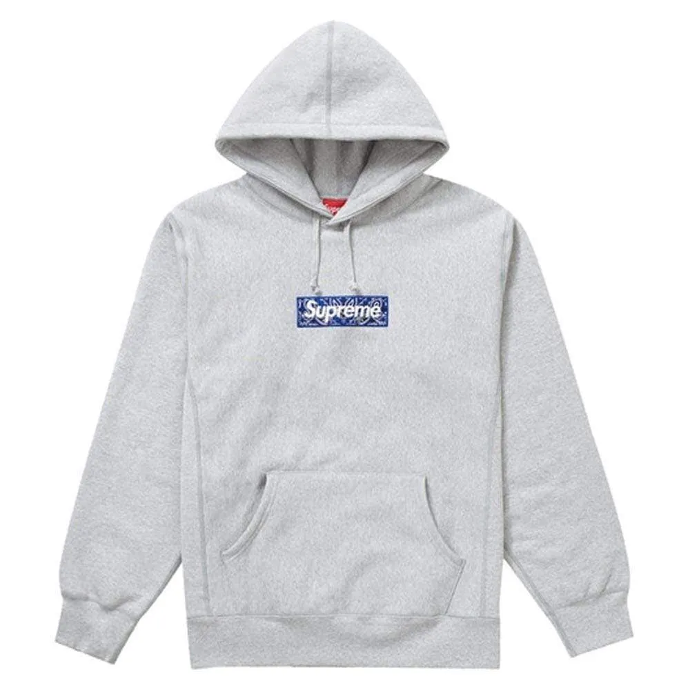 Supreme Bandana Box Logo Hooded Sweatshirt Heather Grey