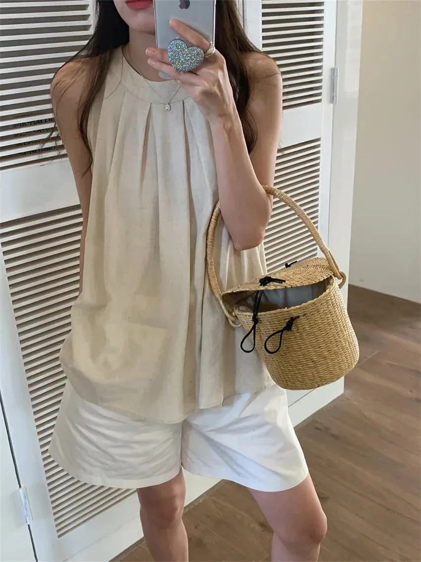 Territory  All Match Oversize Blouses New Summer Solid Daily Women Gentle Mujer Chic Outwear Casual Office Lady Tank Tops