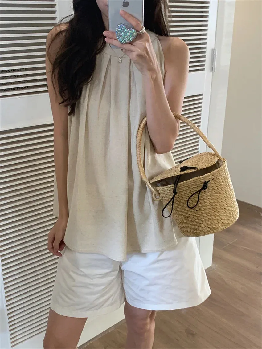 Territory  All Match Oversize Blouses New Summer Solid Daily Women Gentle Mujer Chic Outwear Casual Office Lady Tank Tops