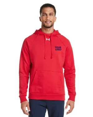 Under Armour Mens Rival Fleece Hooded Custom Sweatshirts, Red