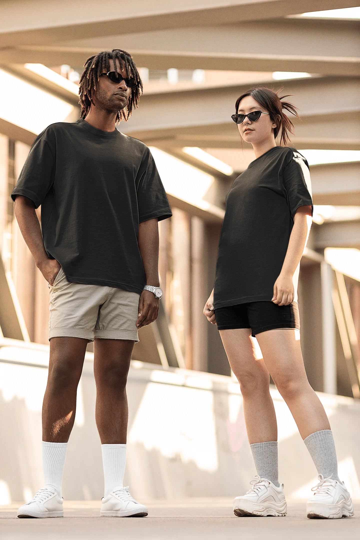 Unisex Oversize T-shirts - Ultra-Soft Cotton, Bio-Washed (Beige)