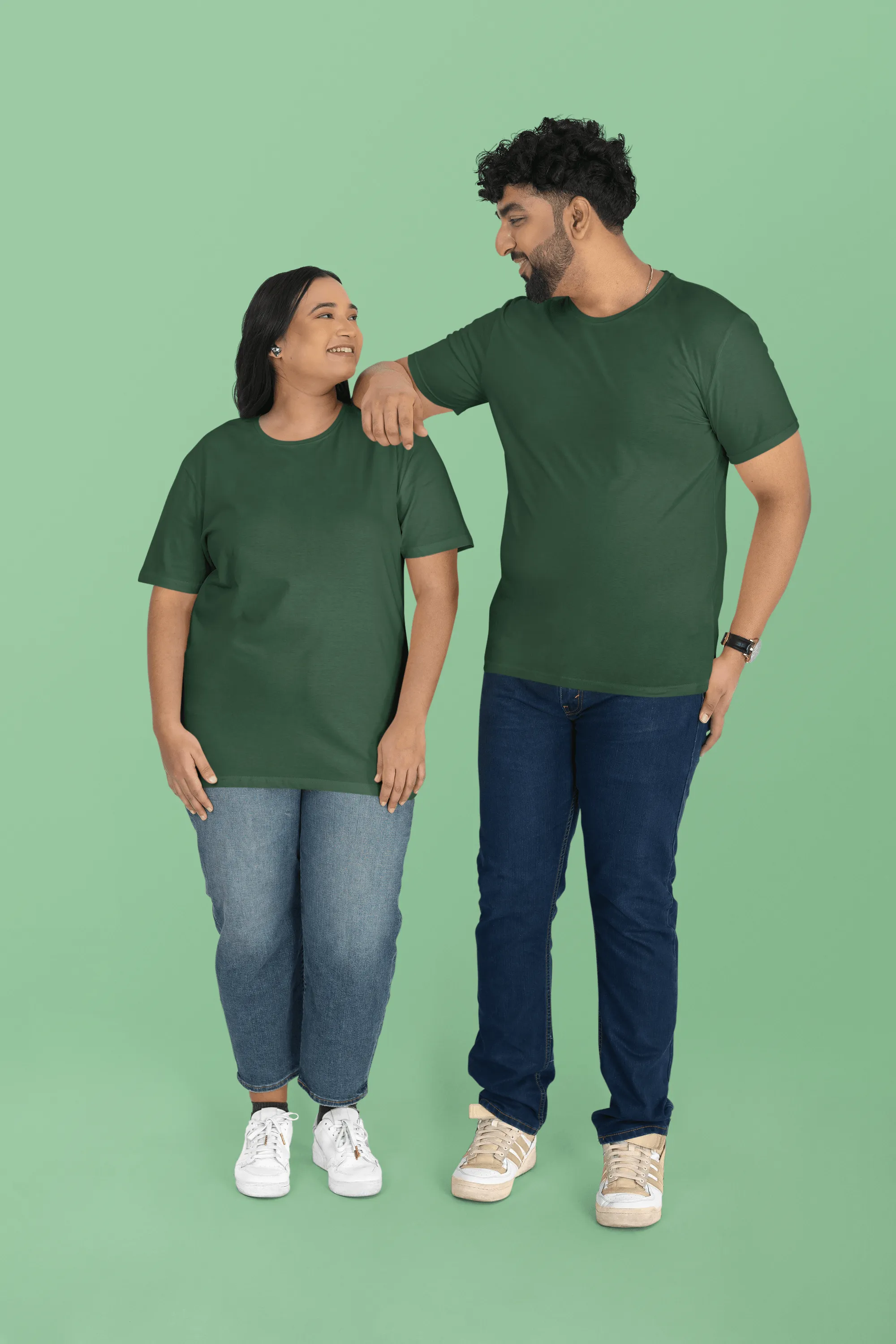 Unisex Plus Size T-Shirt - Ultra-Soft Cotton, Bio-Washed (Bottle Green)