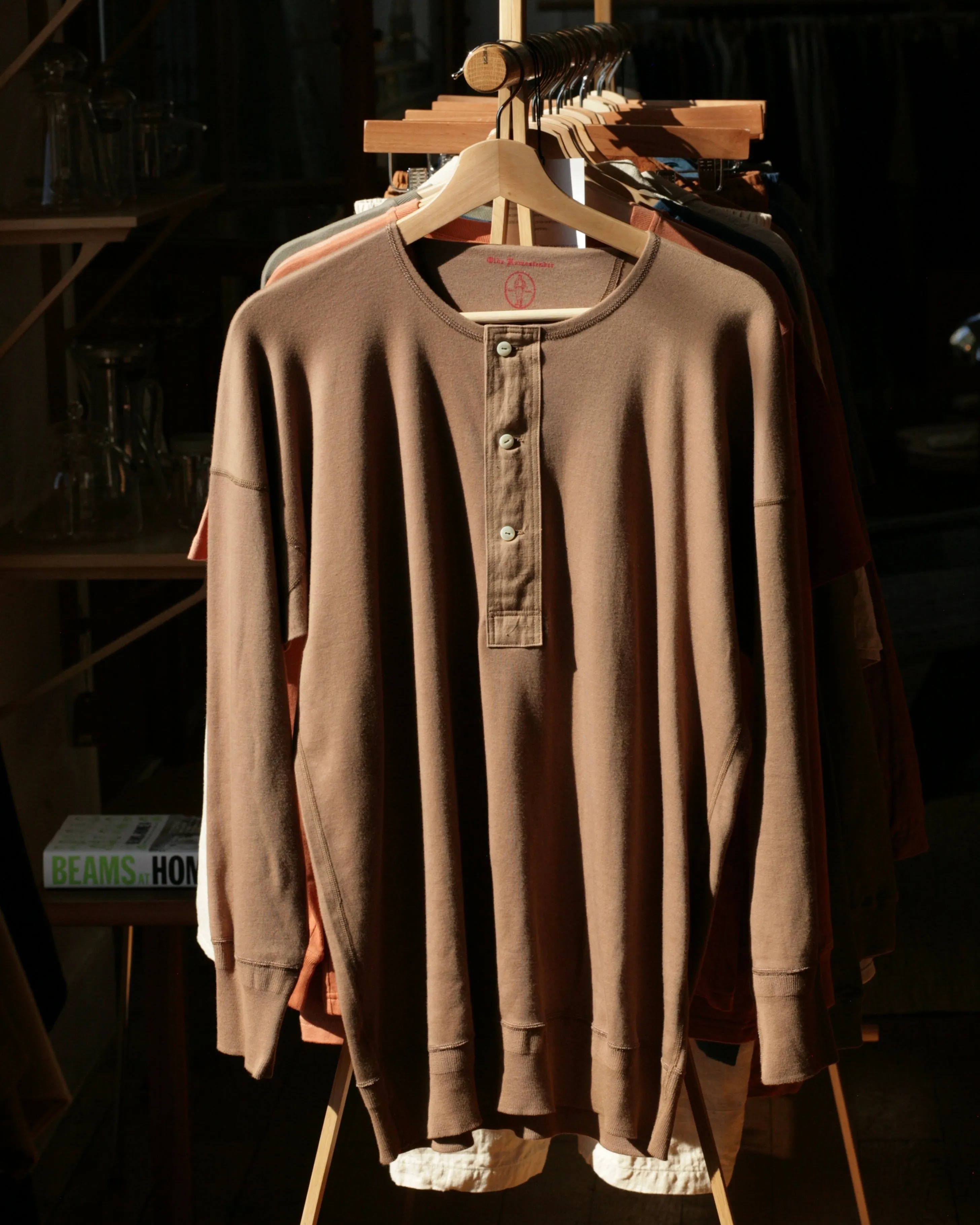 US001 Henley Neck Long Sleeve in Rustic Grey