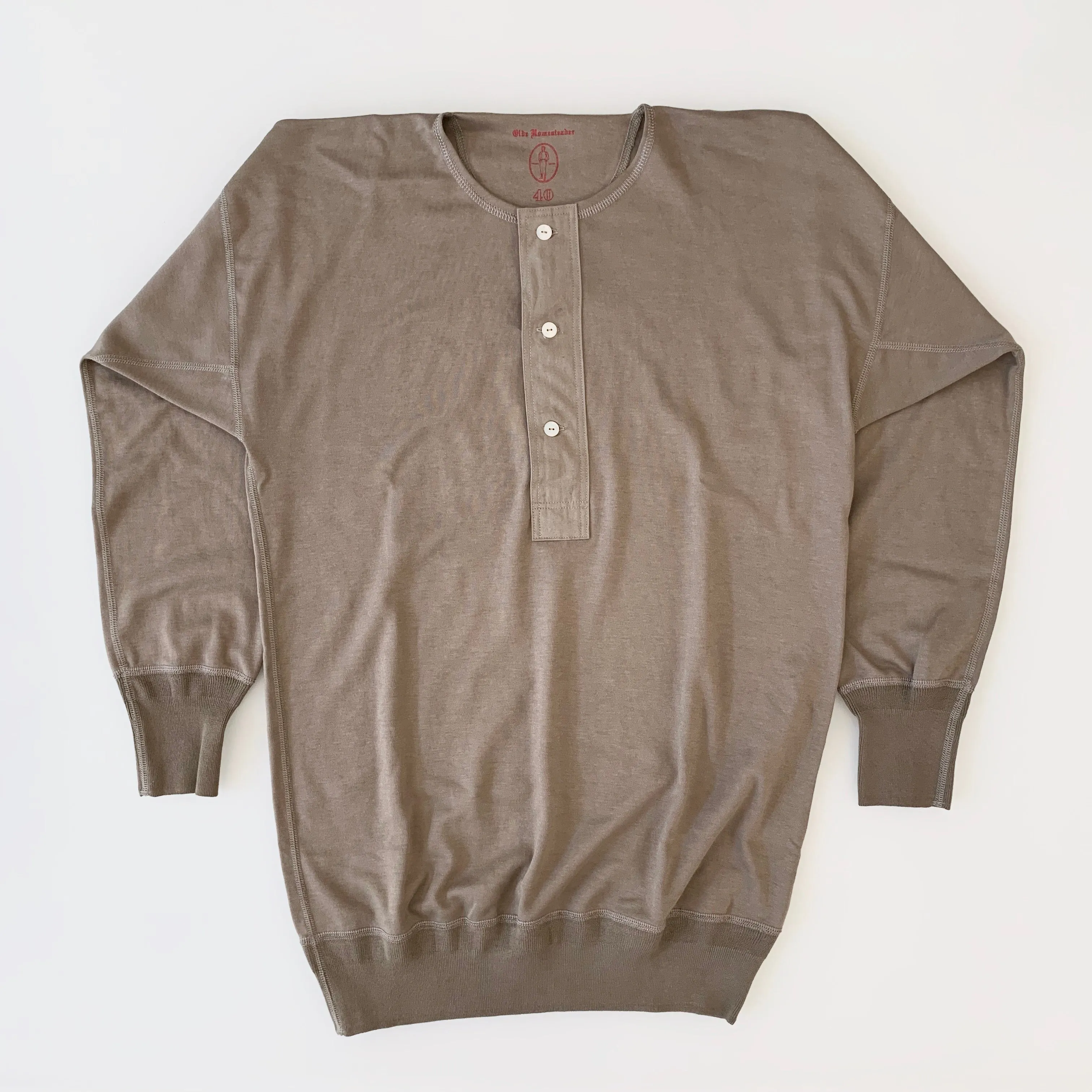 US001 Henley Neck Long Sleeve in Rustic Grey