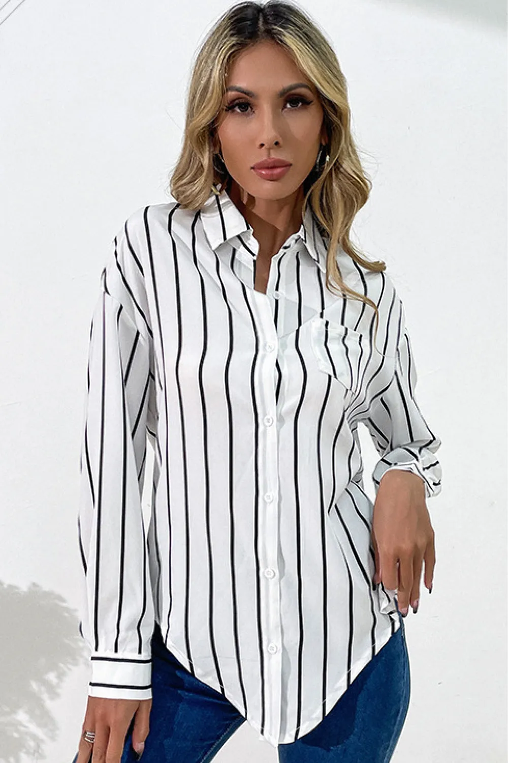 Vertical Stripes Button Down Shirt