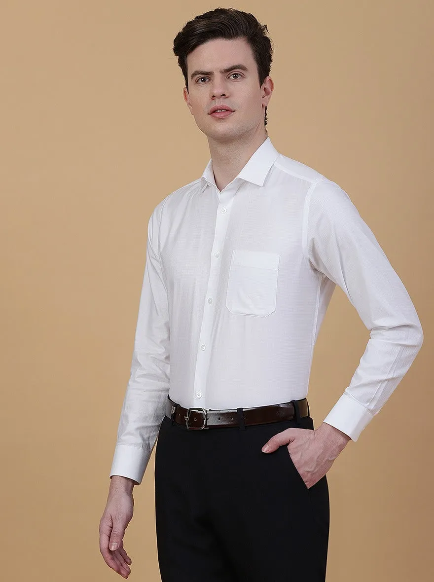 White Solid Regular Fit Formal Shirt | Metal