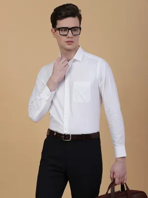 White Solid Regular Fit Formal Shirt | Metal