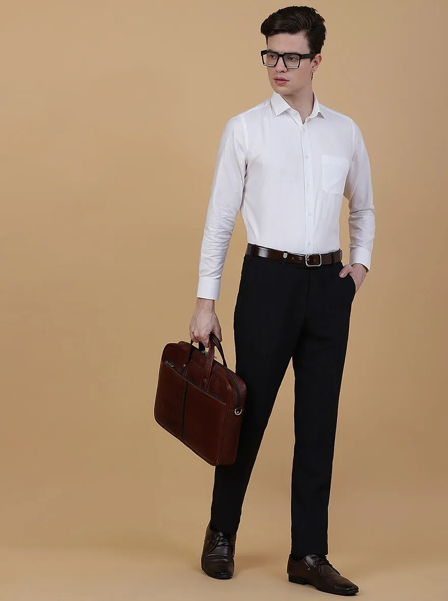 White Solid Regular Fit Formal Shirt | Metal