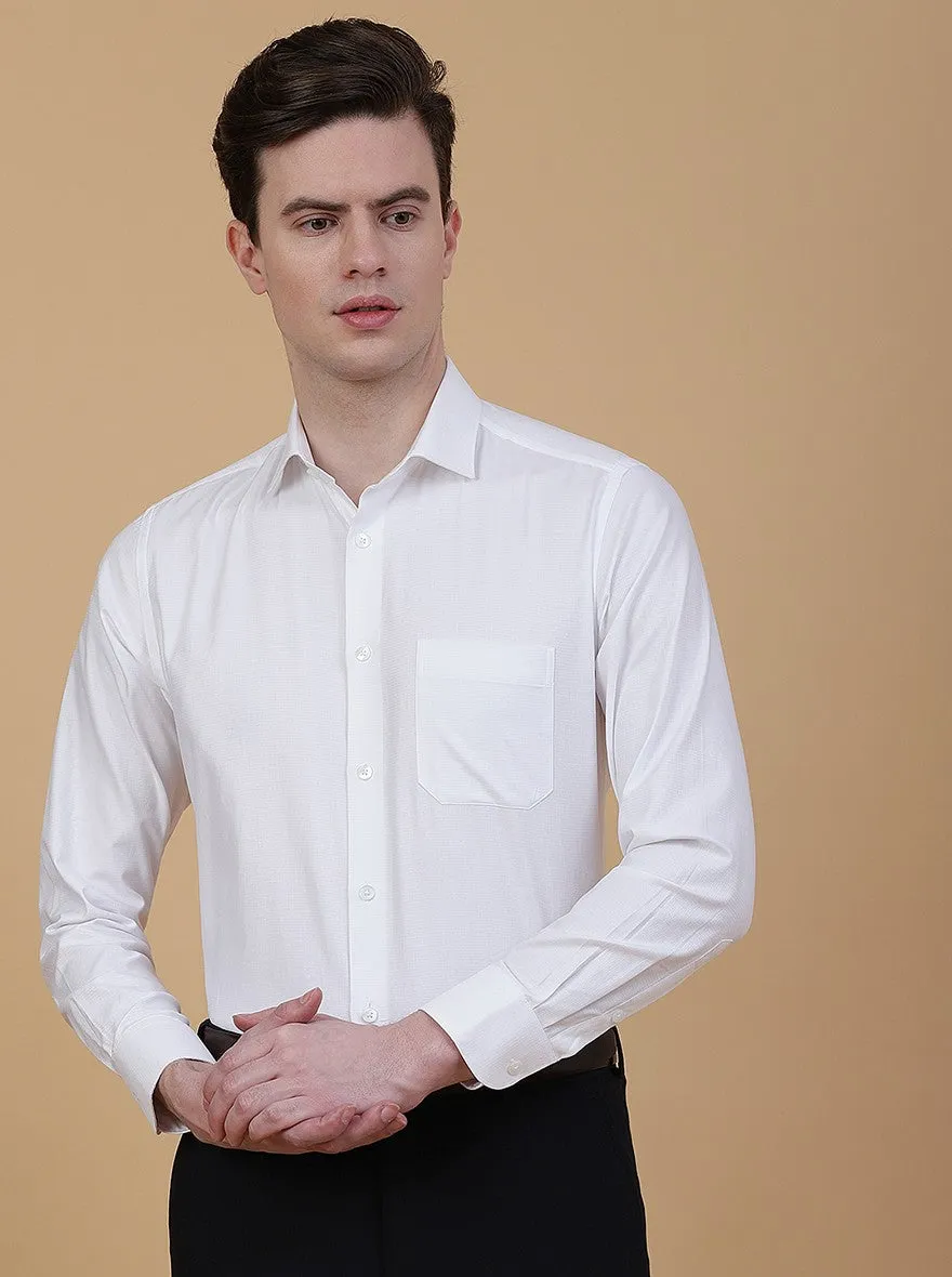 White Solid Regular Fit Formal Shirt | Metal