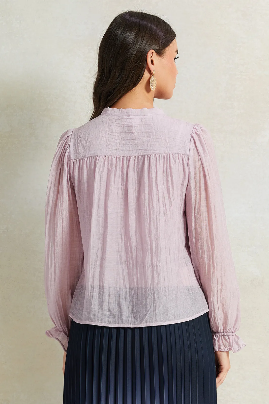 Women Lilac  Blouse With Bow