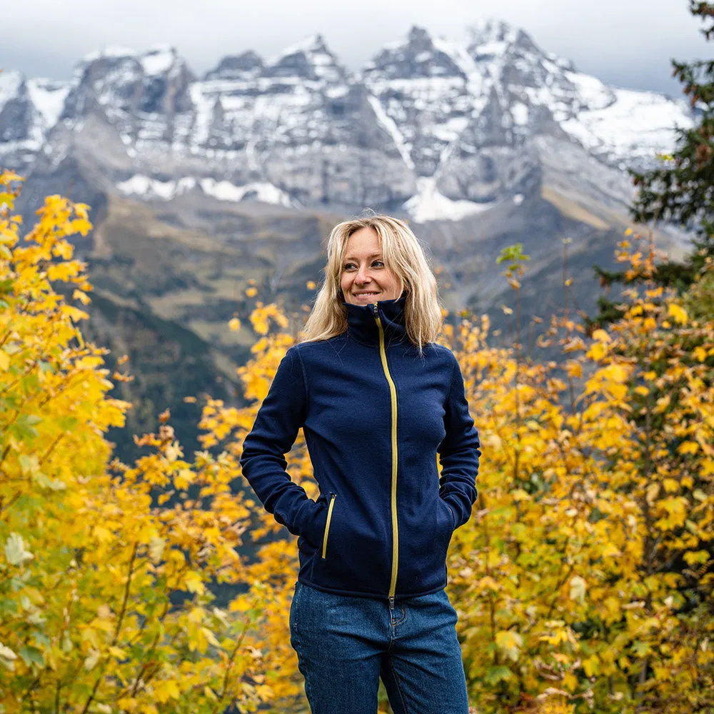 Womens 320 Merino Full Zip (Navy/Lime)