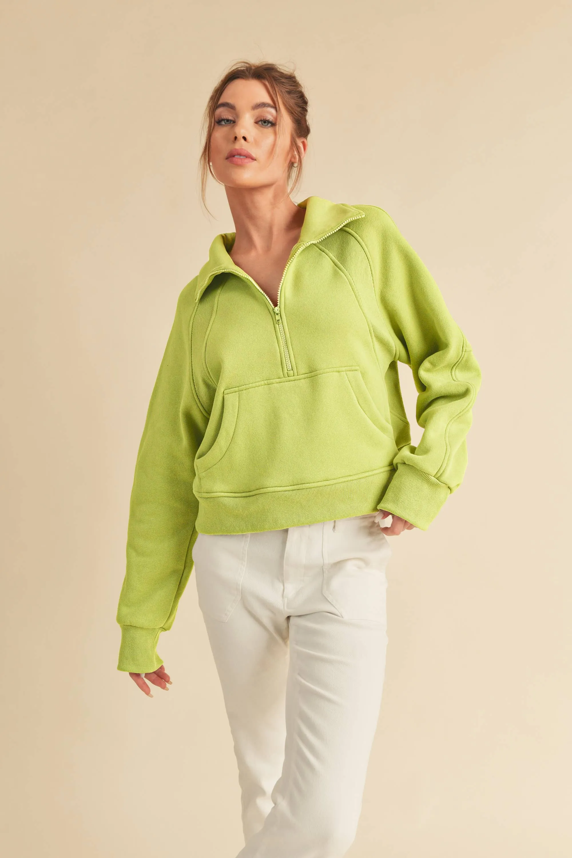 Womens Half Zip Pullover Sand