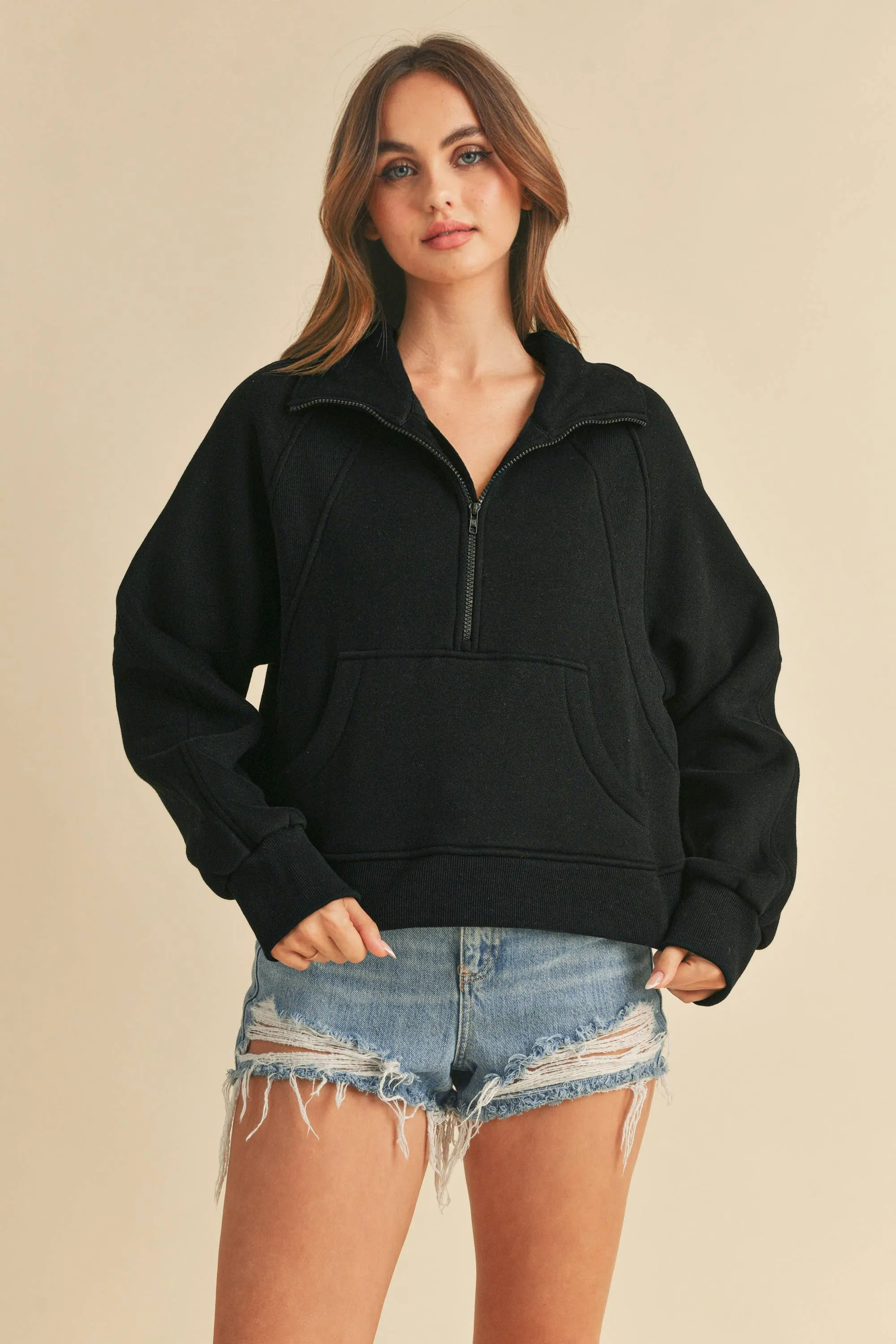 Womens Half Zip Pullover Sand